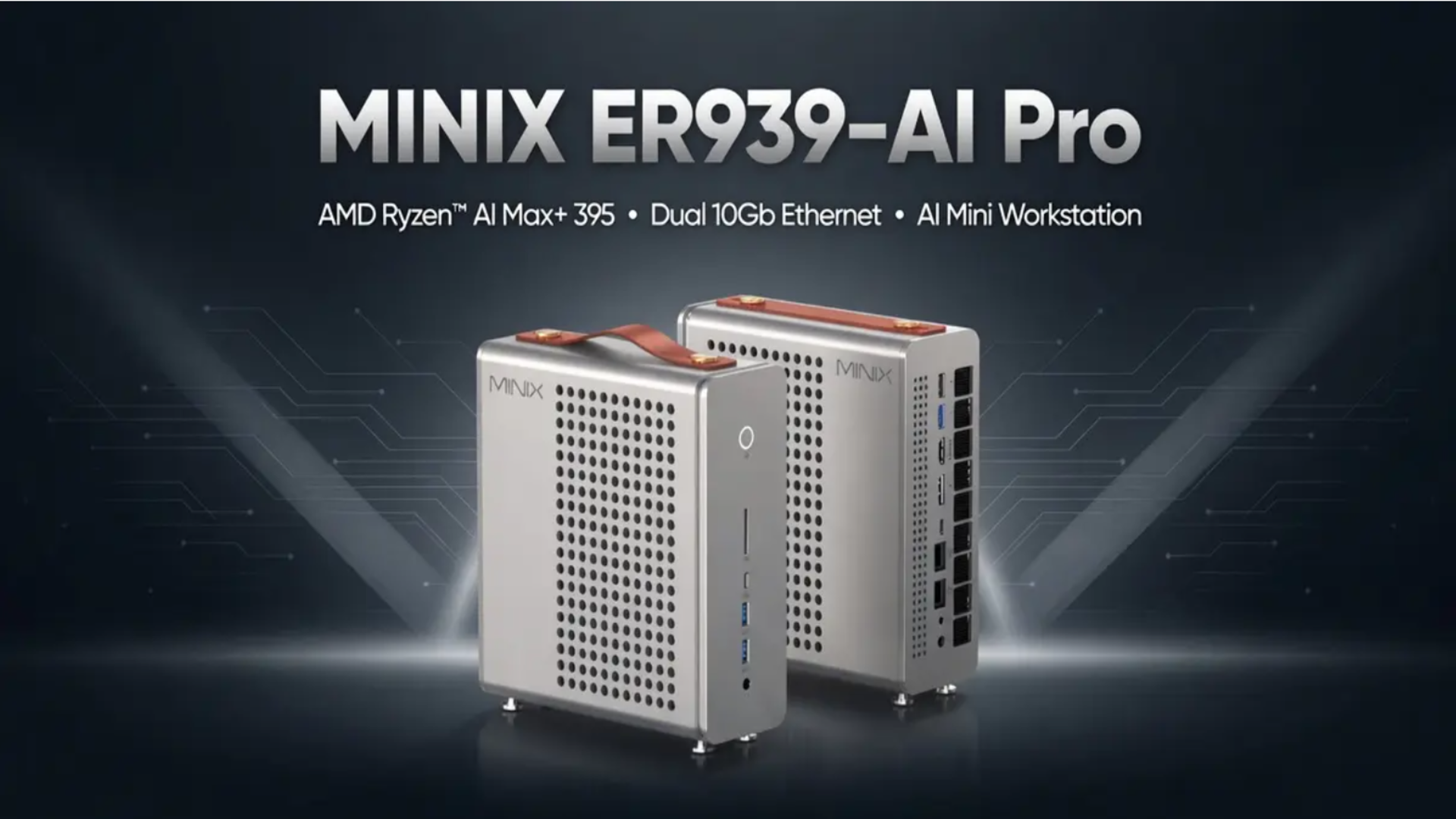 Reference image for: This AMD Ryzen AI Max+ 395 mini PC has 128GB RAM, metal feet, and even a vegan leather handle