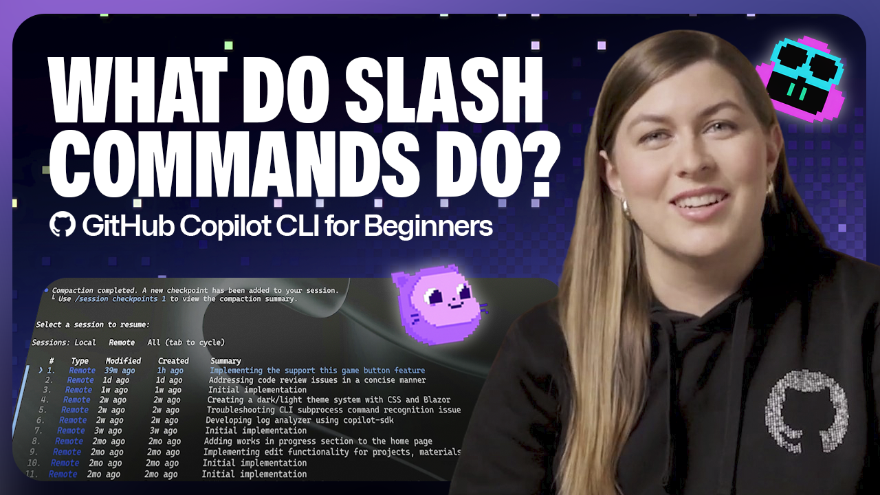 Reference image for: GitHub Copilot CLI for Beginners: Overview of common slash commands