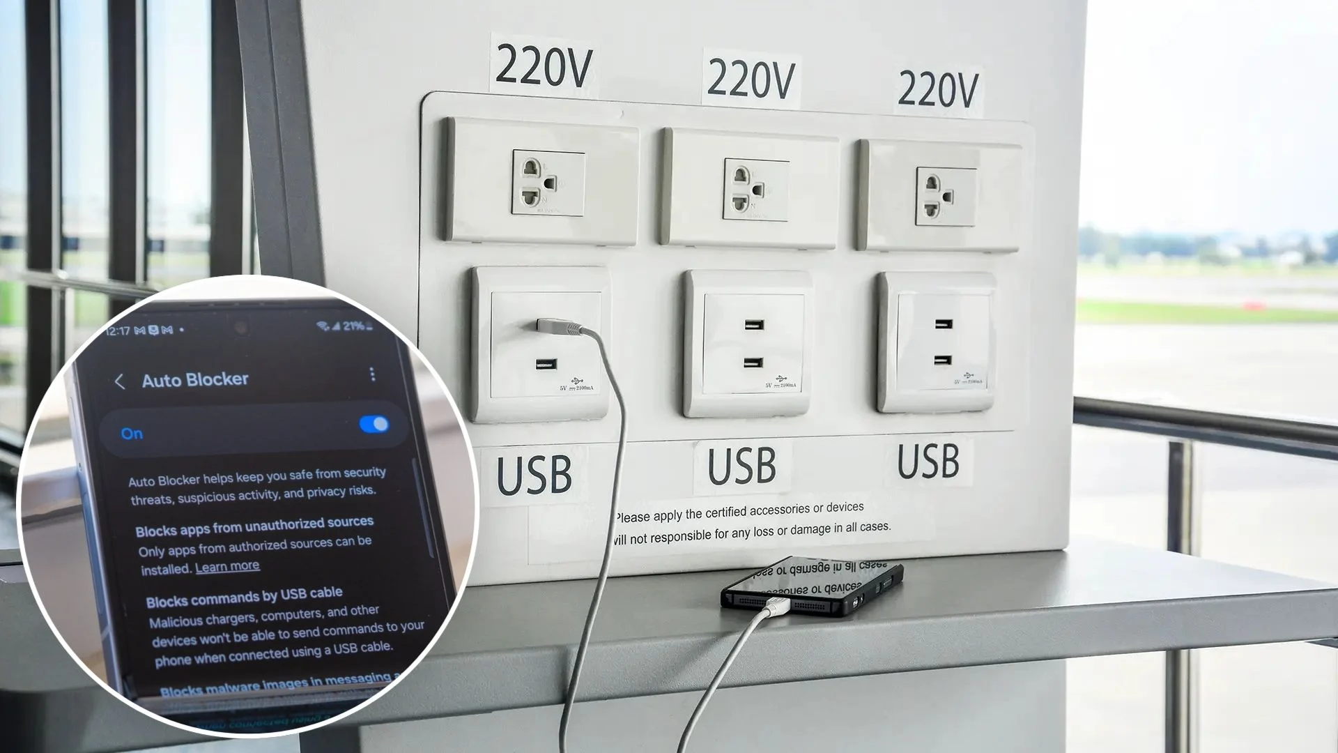 Ảnh tham khảo cho bài: One UI 9 có tính năng ngắt kết nối dữ liệu cổng USB-C, đề phòng Juice Jacking