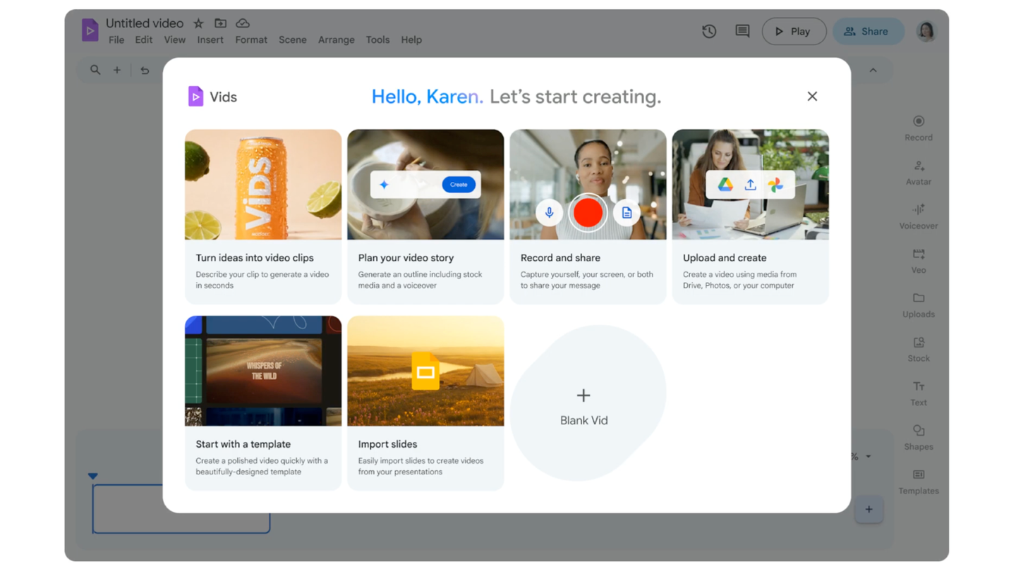 Reference image for: Three ways Workspace users can get started with Vids: why teams are taking a closer look